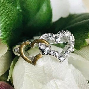 Double Heart S925 Sterling Silver Ring
